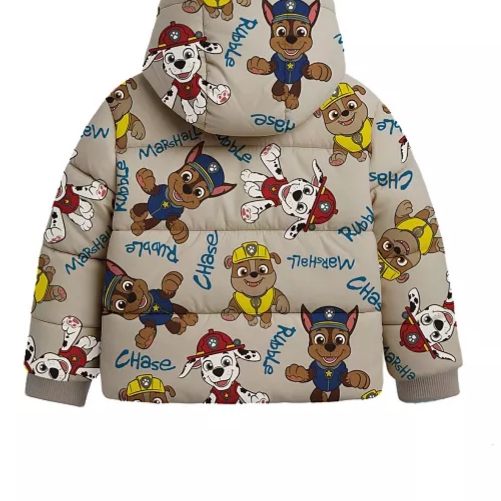 Macy's Kids Puffer Jacket with Cartoon Characters - Tan - Picture 3 of 4